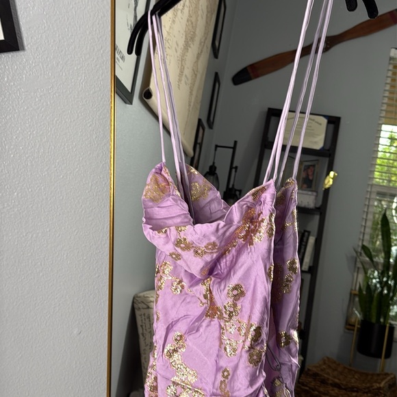 HOUSE OF CB 'Capriana' Orchid Jacquard Satin Gown NWOT - Picture 8 of 10